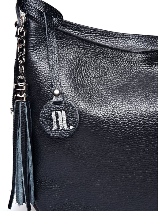 Anna Luchini Zwart Rundleer Tas - Image 3