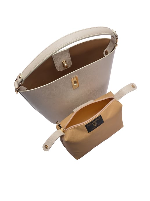 Luisa Vannini Beige Rundleer Tas - Image 4