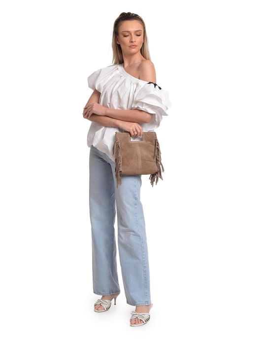 Anna Luchini Beige Rundleer Tas - Image 5