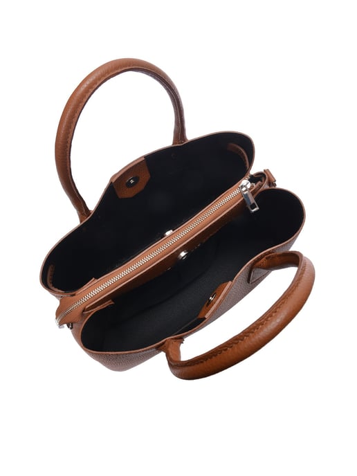Anna Luchini Brown Rundleer Tas - Image 4