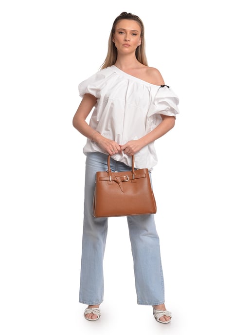 Anna Luchini Brown Rundleer Tas - Image 5