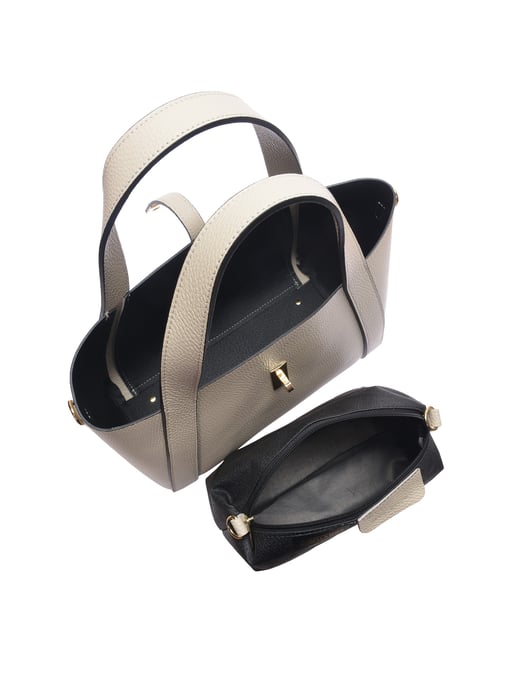 Isabella Rhea Beige Rundleer Tas - Image 4