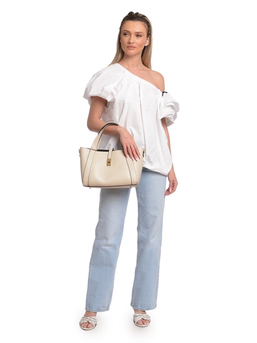 Isabella Rhea Beige Rundleer Tas - Image 5