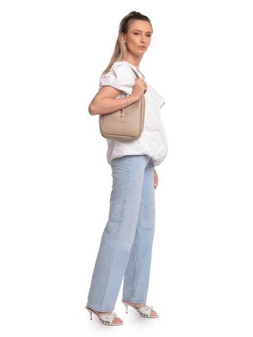 Anna Luchini Beige Rundleer Tas - Image 5