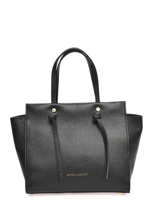 Anna Luchini Zwart Rundleer Tas - Image 1