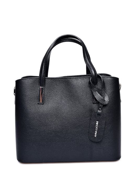 Anna Luchini Zwart Rundleer Tas - Image 1