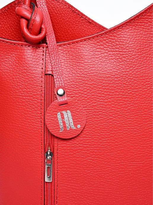 Anna Luchini Rood Rundleer Tas - Image 3