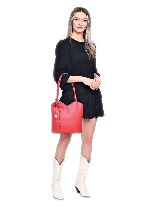 Anna Luchini Rood Rundleer Tas - Image 5