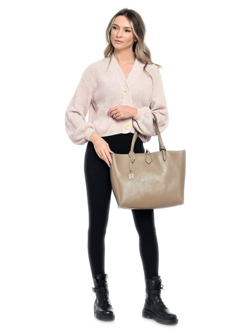 Isabella Rhea Beige Rundleer Tas - Image 5