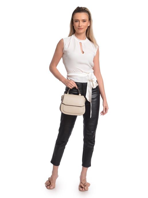 Isabella Rhea Beige Rundleer Tas - Image 5