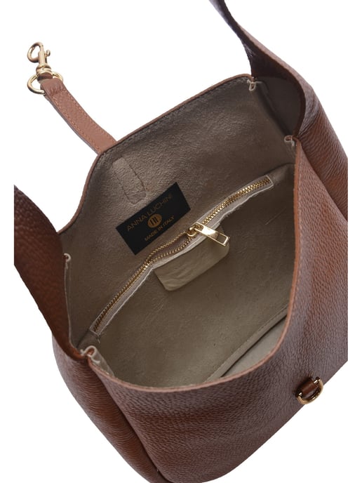Anna Luchini Brown Rundleer Tas - Image 4