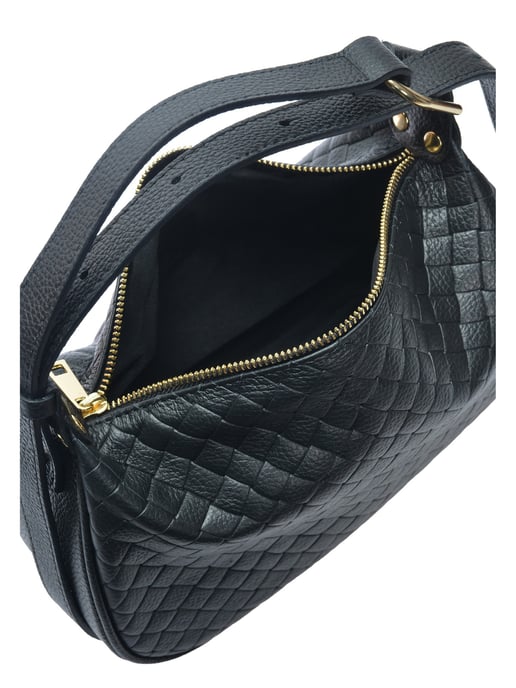 Anna Luchini Zwart Rundleer Tas - Image 4