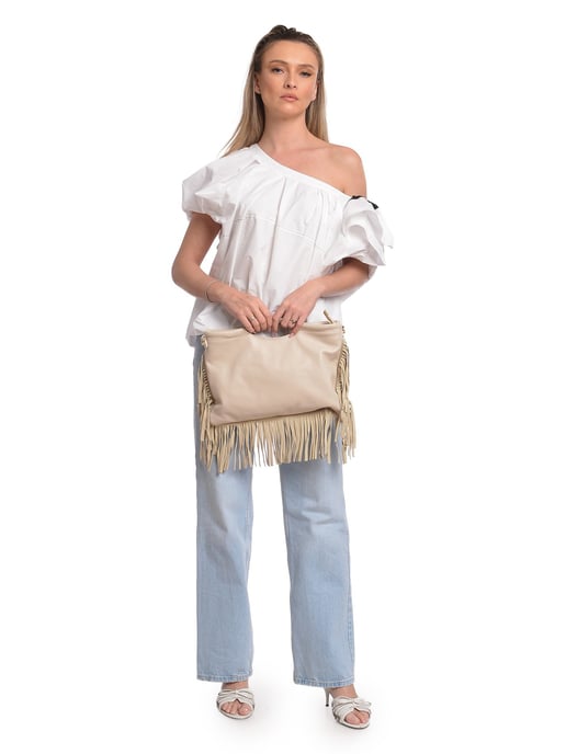 Isabella Rhea Beige Rundleer Tas - Image 5