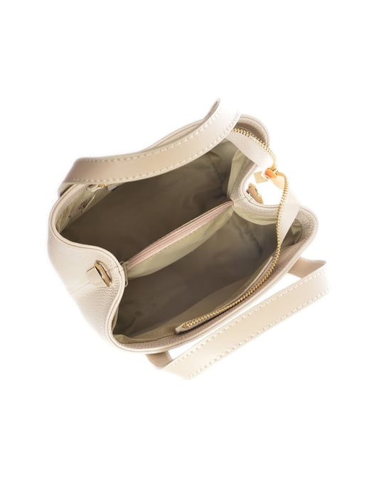 Luisa Vannini Beige Rundleer Tas - Image 4