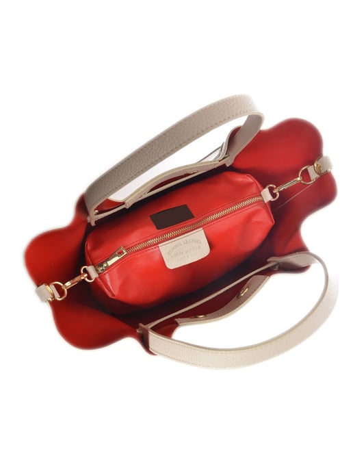Isabella Rhea Beige Rundleer Tas - Image 4