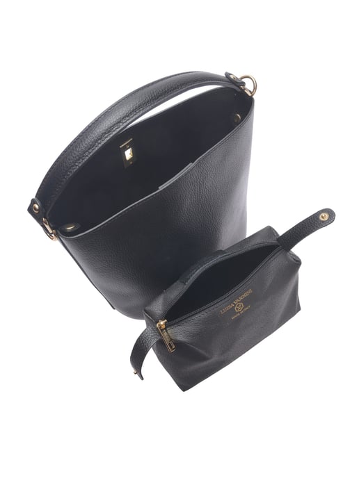 Luisa Vannini Zwart Rundleer Tas - Image 4