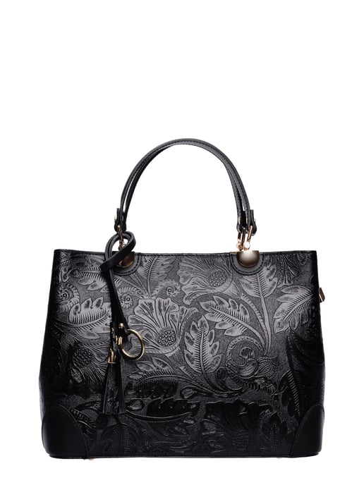 Anna Luchini Zwart Rundleer Tas - Image 1