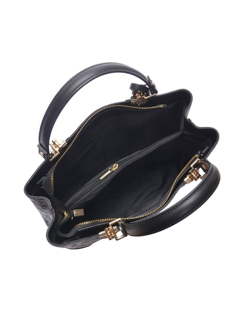 Anna Luchini Zwart Rundleer Tas - Image 4