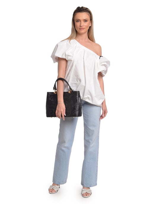 Anna Luchini Zwart Rundleer Tas - Image 5