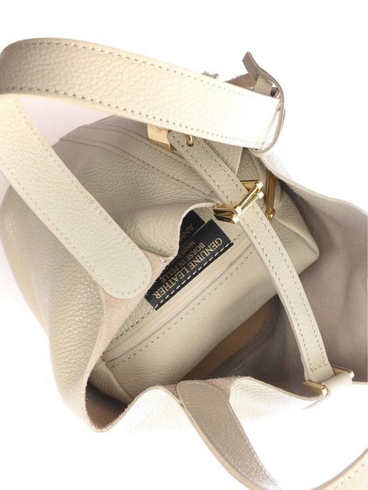 Anna Luchini Beige Leather Bag - Image 4