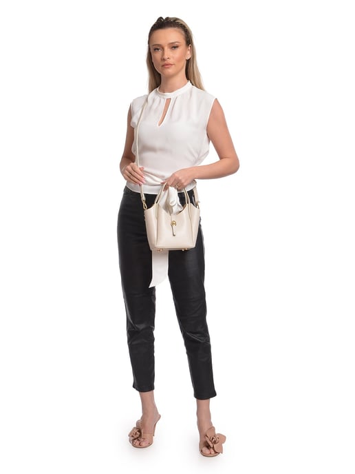 Isabella Rhea Beige Rundleer Tas - Image 5