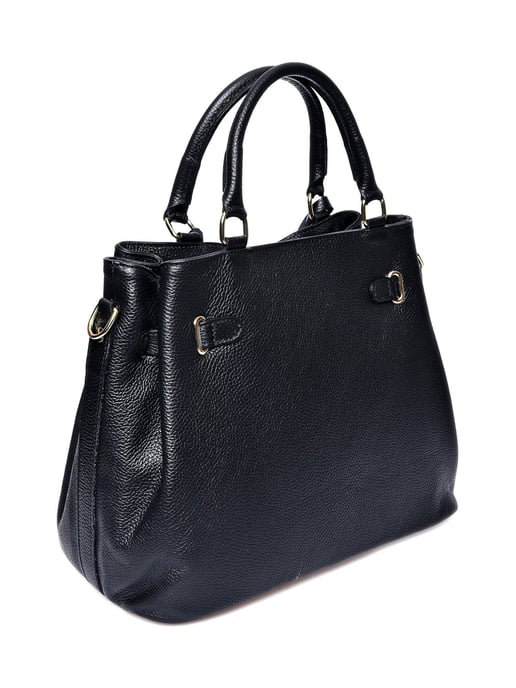 Anna Luchini Zwart Rundleer Tas - Image 2
