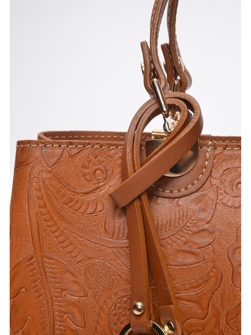 Anna Luchini Brown Rundleer Tas - Image 3