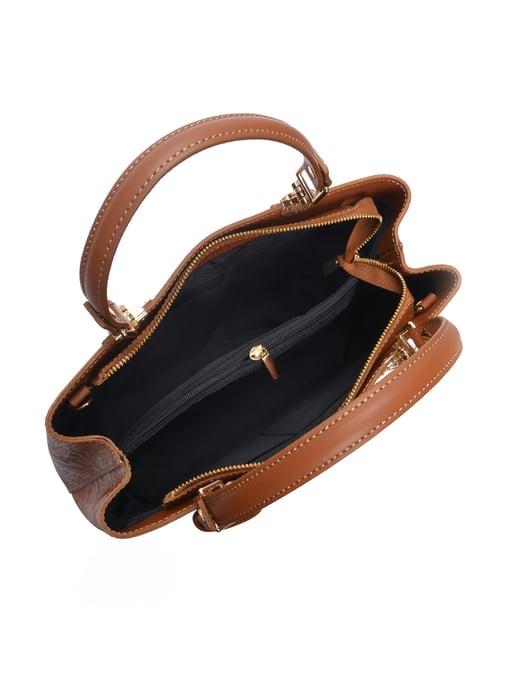 Anna Luchini Brown Rundleer Tas - Image 4