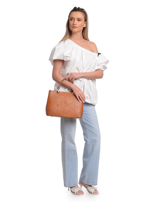 Anna Luchini Brown Rundleer Tas - Image 5