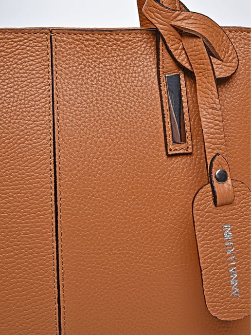 Anna Luchini Brown Rundleer Tas - Image 3