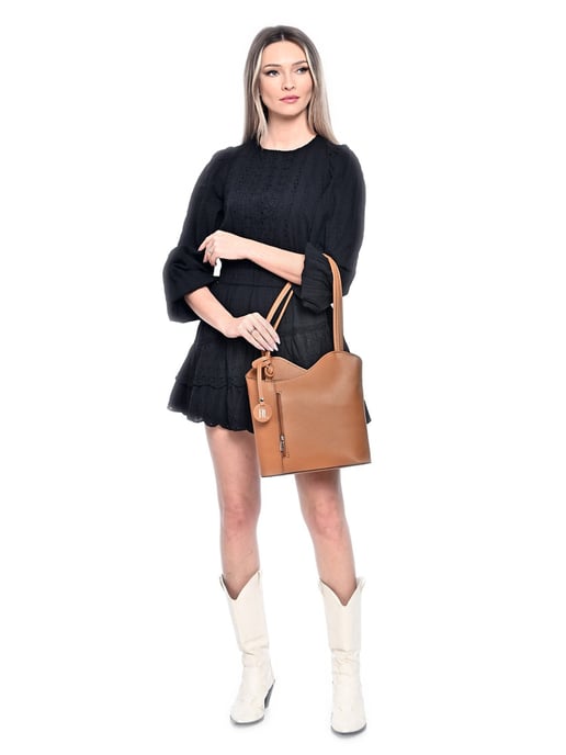 Anna Luchini Brown Rundleer Tas - Image 5