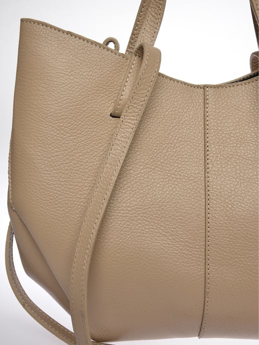 Luisa Vannini Beige Rundleer Tas - Image 3