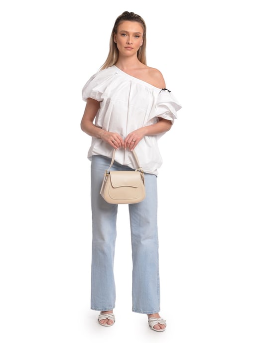 Isabella Rhea Beige Rundleer Tas - Image 5