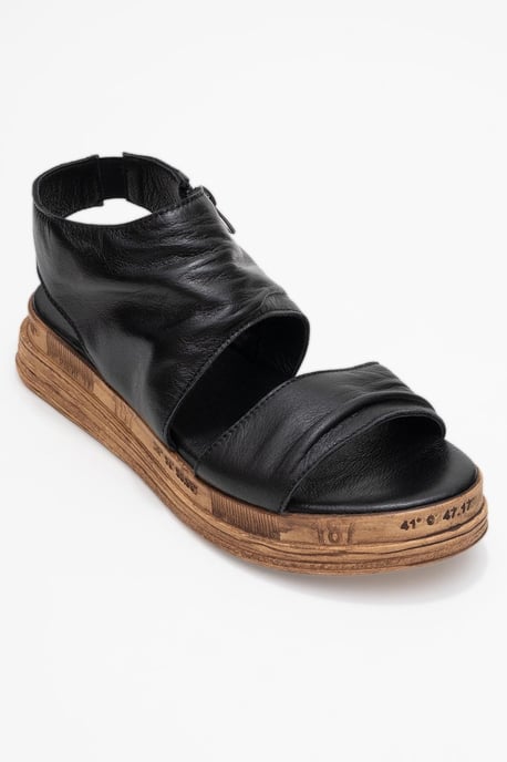 Lunas Leer Side-Zip Plat Hak Sandaal - Image 3