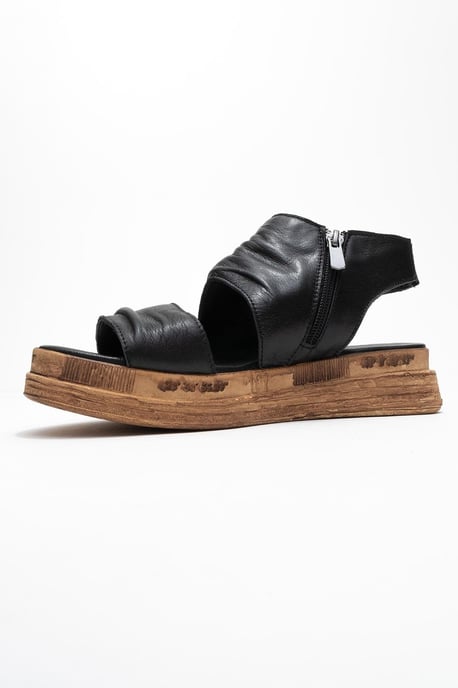 Lunas Leer Side-Zip Plat Hak Sandaal - Image 4