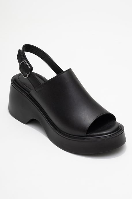 Power Leer Platform Sleehak Sandalen (Women) - Image 1