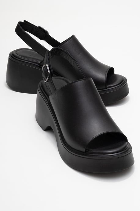 Power Leer Platform Sleehak Sandalen (Women) - Image 2