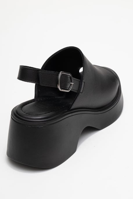 Power Leer Platform Sleehak Sandalen (Women) - Image 5