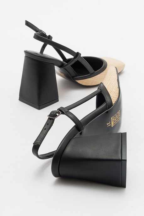 Rivie Raffia Pump met Vierkante Neus en Blokhak (Dames) - Image 4