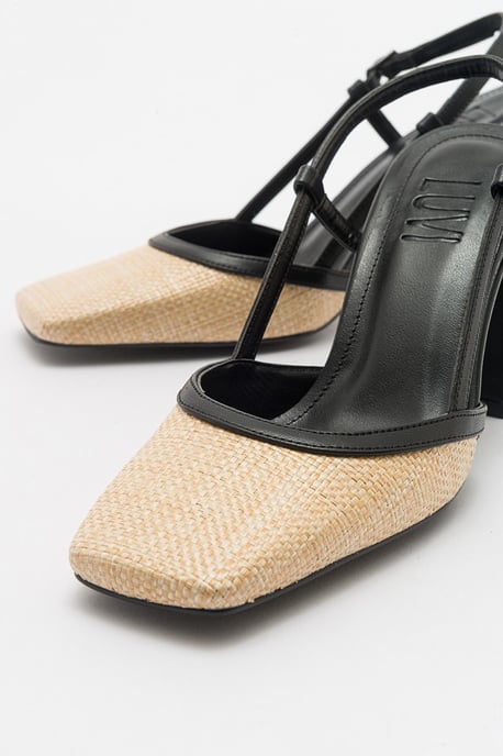 Rivie Raffia Pump met Vierkante Neus en Blokhak (Dames) - Image 5