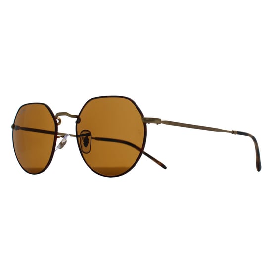 Ray-Ban Round Unisex Matte Havana on Matte Arista Gold Brown RB3565 Jack - Image 2