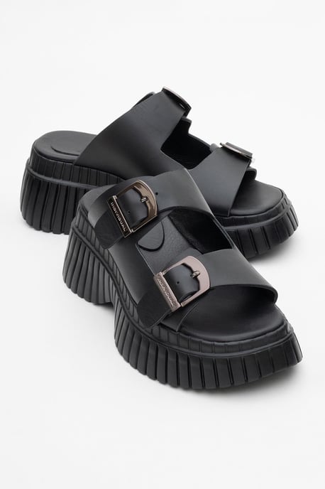 Joanes Läder Two-Strap Platå Sandal (Women) - Image 2