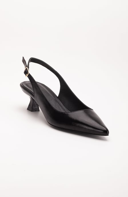 Lety Slingback Kitten Heel Leather Pumps - Image 1