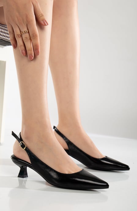 Lety Slingback Kitten Heel Leather Pumps - Image 2