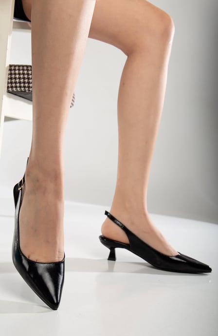 Lety Slingback Kitten Heel Leather Pumps - Image 4