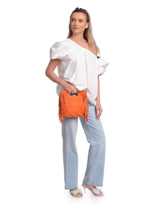 Anna Luchini Oranje Rundleer Tas - Image 5