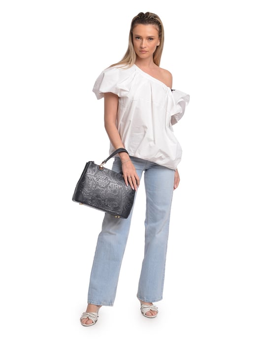 Anna Luchini Blauw Rundleer Tas - Image 5
