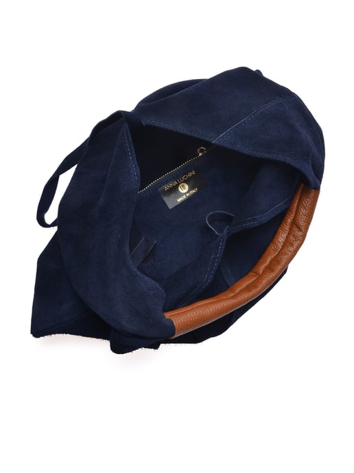 Anna Luchini Blauw Rundleer Tas - Image 4