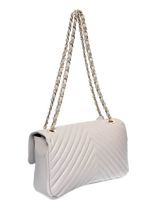 Roberta M Grijs Rundleer Tas - Image 2