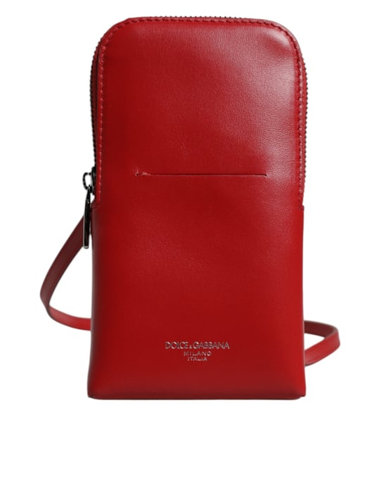 Dolce & Gabbana Rode Leren Handtas Telefoon Sling Crossbody Halsoverkop Tas - Image 2